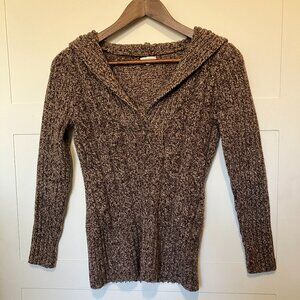 Maurices Hooded Sweatshirt Cocoa Brown Women's Small Cozy Cable Knit Minimalist